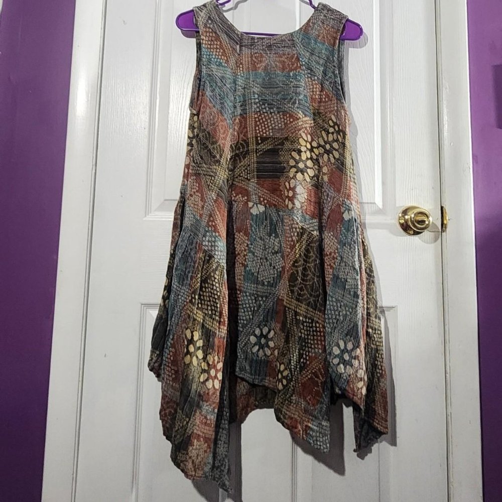 Vintage Multicolored Patchwork Asymmetrical Cottagecore Dress